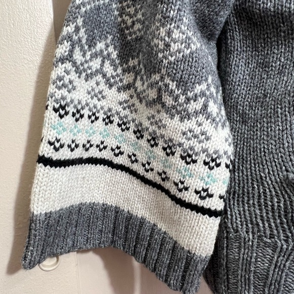 💥2/$15 NWT Old Navy grey white kimono sleeve cotton wool fair isle sweater sz S - Picture 5 of 13